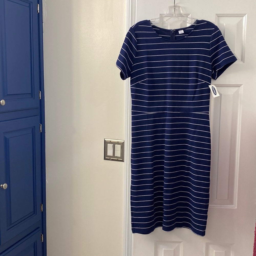 NWT Old Navy M blue and white dress